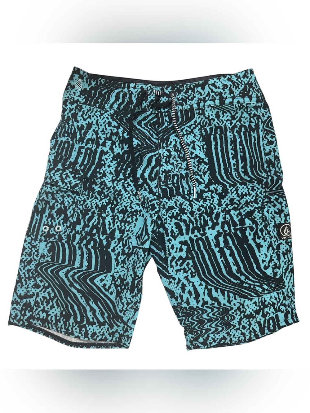 Volcom Boys Plasm Mod Tech Board Short Swim Trunks Surf Youth Size 25 Turquoise